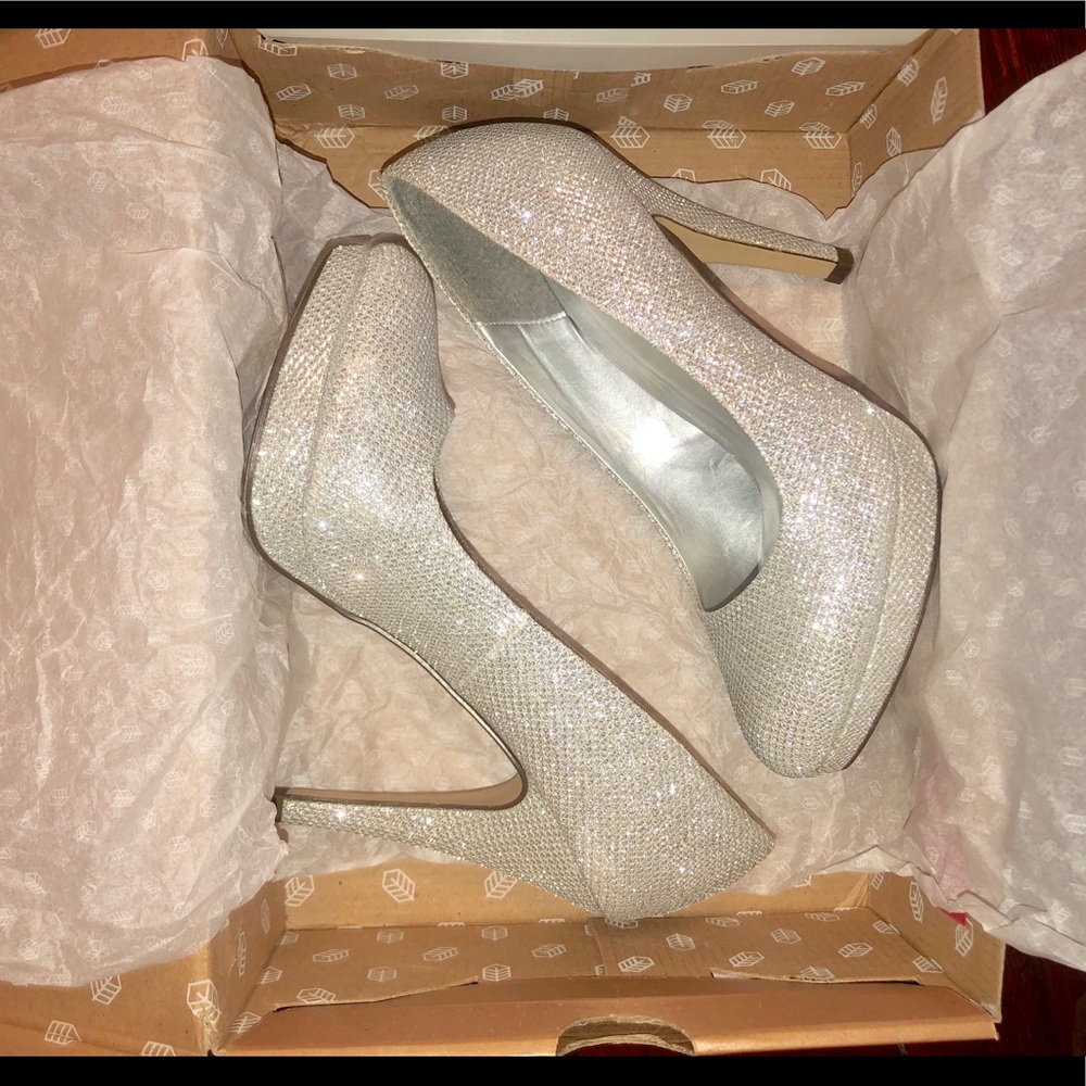 Call It Spring Sliver Sparkly Heels